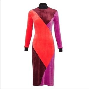 Splendid x Margherita MISSONI Velour Color-block Mock Neck Midi Dress, Size S